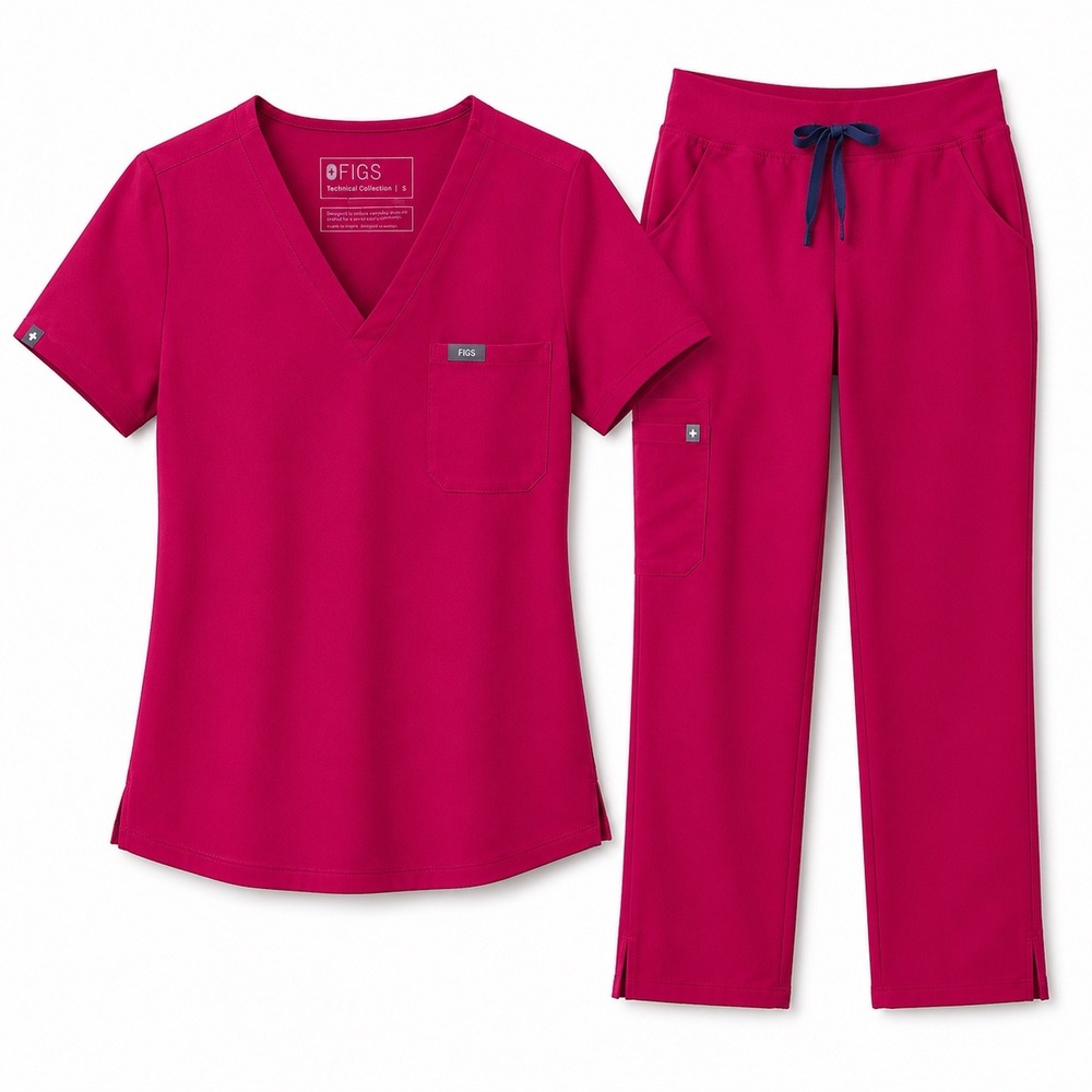 FIGS Scrub Set Women S/M Pink Catarina Top Kade Cargo Pants Medical EUC